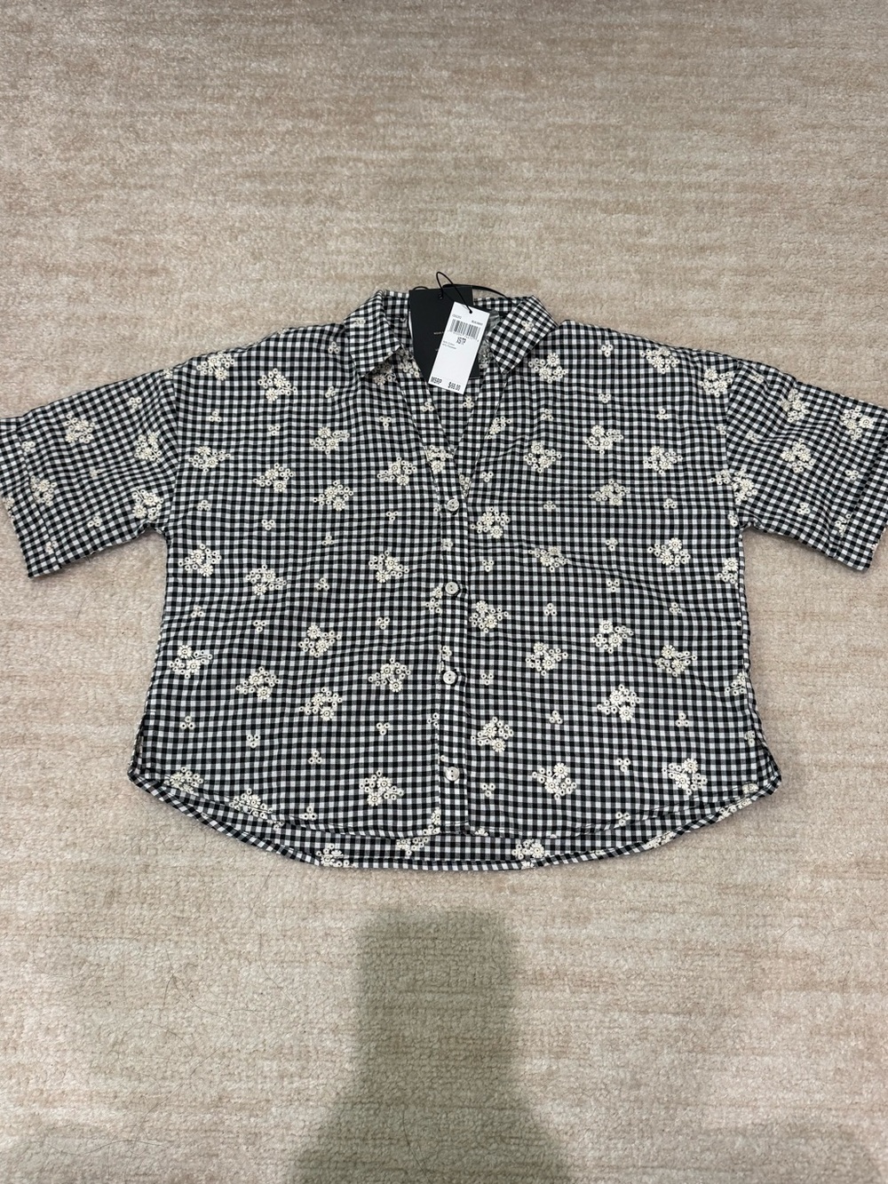 Gingham with floral embroidery